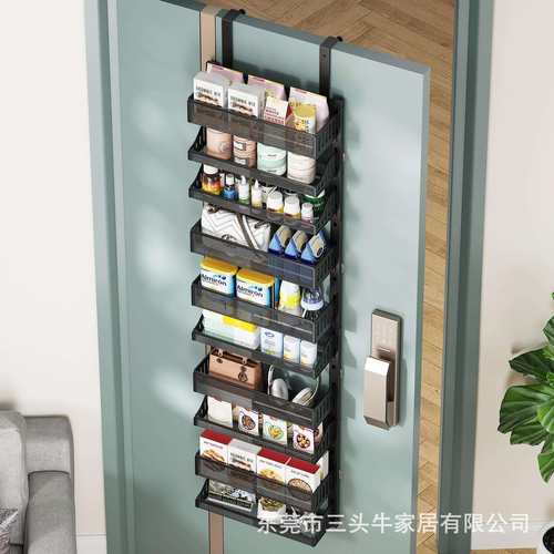 免打孔门后挂篮置物架多层壁挂式收纳架家用浴室挂架多功能整理架