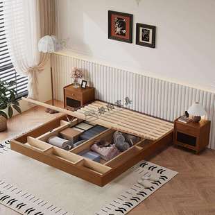 全实木床榻榻米悬浮箱体床无床头气压储物收纳小户型地台床软靠床