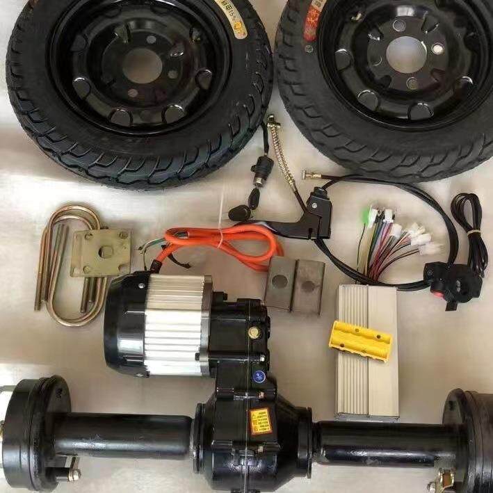 电动双轮车工地手推车平板车低速大扭矩电机后桥全套底盘配件总成
