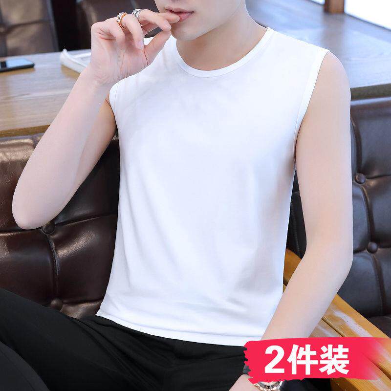 高档莫代尔纯棉2024新款无袖男士背心内穿内穿青少年纯色远望夏季