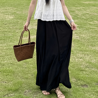 夏季松紧高腰碎花半身裙旅游外穿