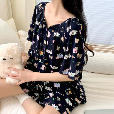 棉绸遮肉显瘦多巴胺糖果色睡衣