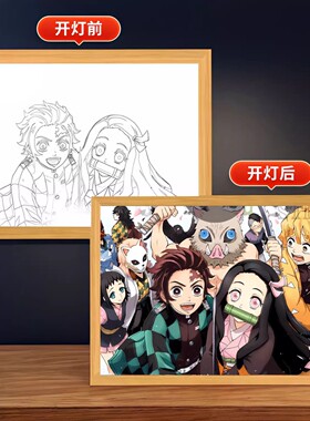 鬼灭之刃素描灯光动漫卡通相框
