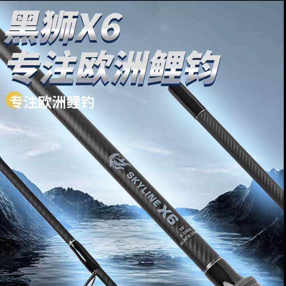 黑狮X6天际线欧式鲤钓竿超大导环轻量欧鲤钓3.66碳素专业Carp竿