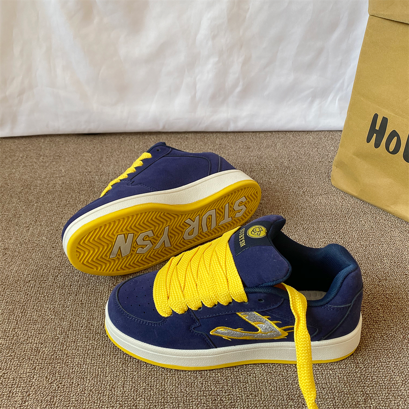 港风复古深蓝色面包鞋男ins潮2026春季新款情侣百搭运动休闲板鞋,流行男鞋,休闲板鞋,淘宝优惠券,粉丝福利购,淘宝优惠卷