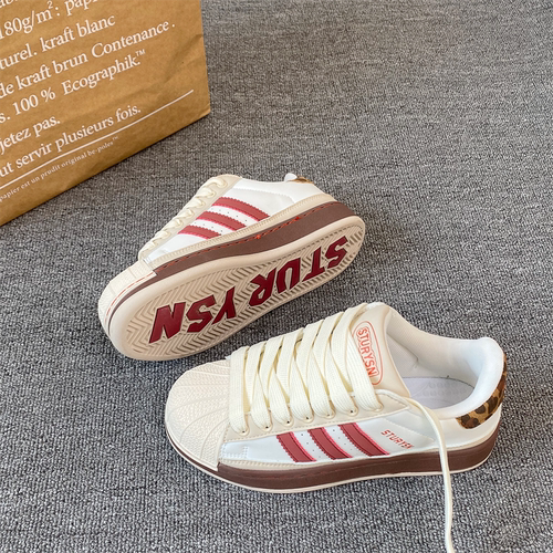 韩版原创小众拼色贝壳头板鞋女