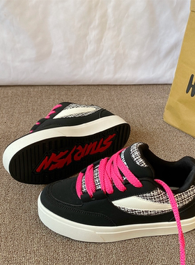 港风复古黑色面包鞋男ins潮2026春季新款学生百搭运动休闲板鞋子