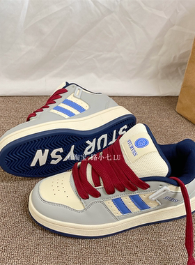 韩版厚底拼色面包鞋男ins潮2026春季新款情侣百搭休闲运动板鞋女