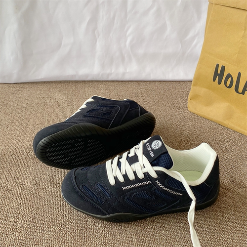 深蓝色经典百搭德训鞋男女同款2025冬季新款学生运动休闲赛车鞋子