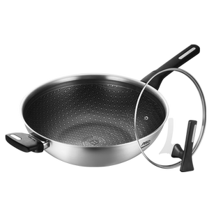 爱仕达不粘锅家用炒锅316L不锈钢蜂窝不粘炒菜锅电磁炉燃气灶通用