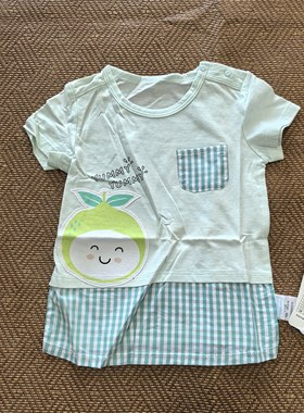孤品清仓丽婴房专柜正品内衣 女宝夏款短袖T恤薄款长上衣80