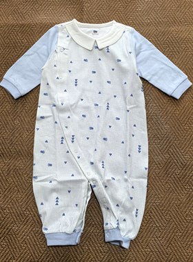 瑕疵清仓 丽婴房正品春秋款连身装 全棉连体爬服哈衣3 6个月