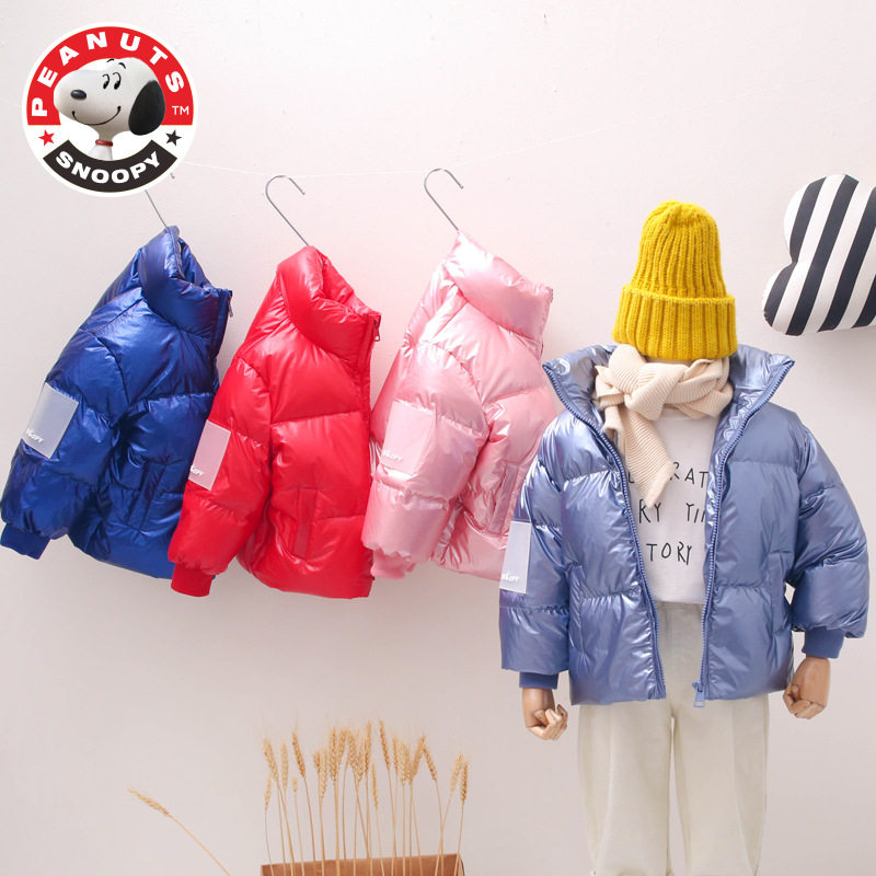 2020秋冬季新款史努比正品童装羽绒服韩版男女童亮面面包服时尚酷
