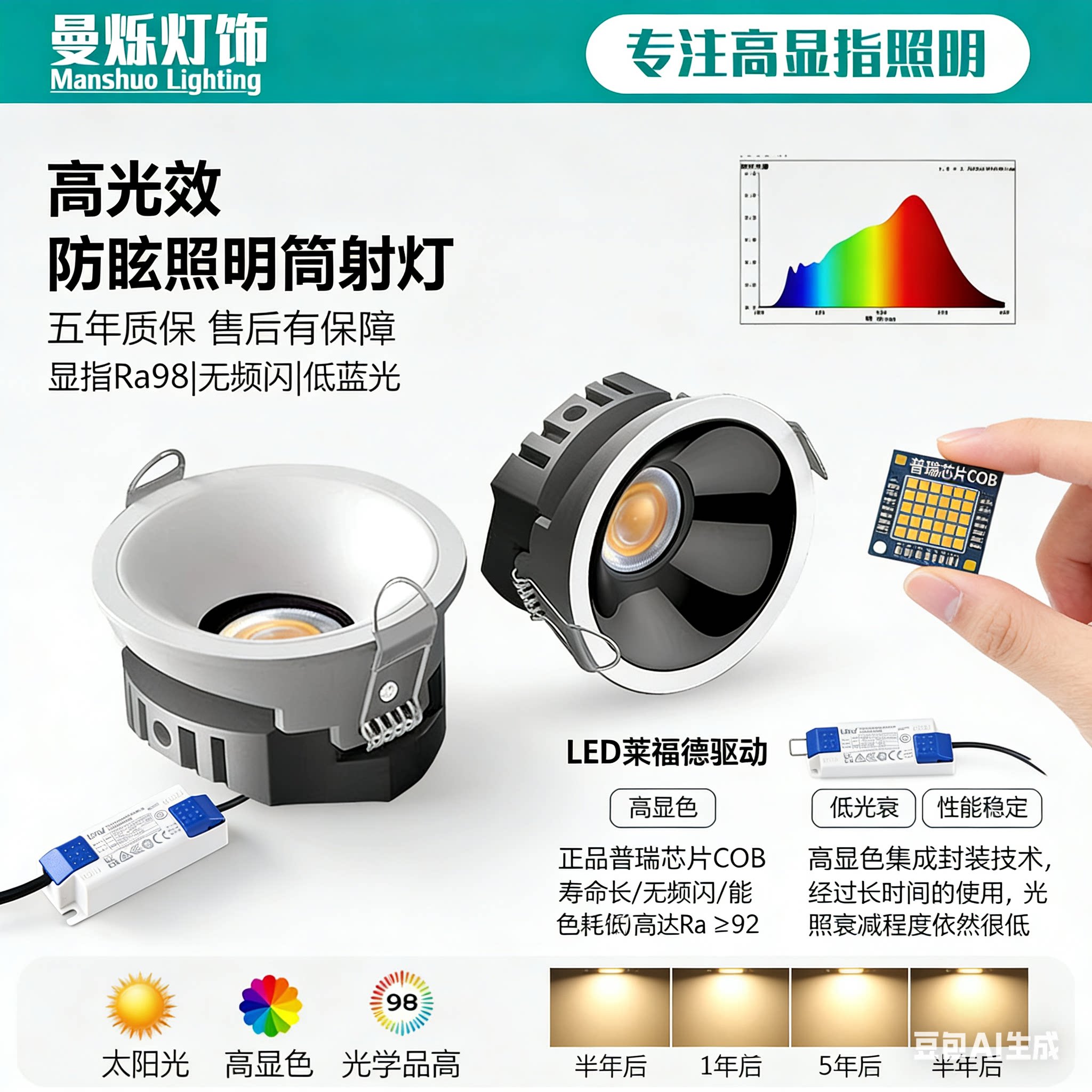 小山丘射灯COB深防炫超薄led无主嵌入式矮吊顶家用工程筒灯洗墙灯