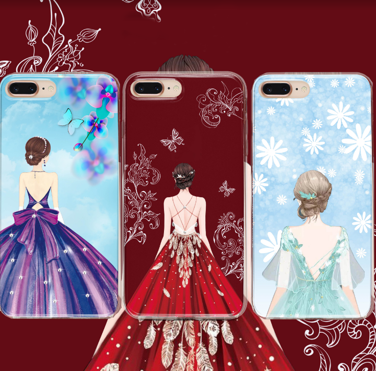 20张女神背影清新森系中国复古风手机壳素材图uv打印源文件psd