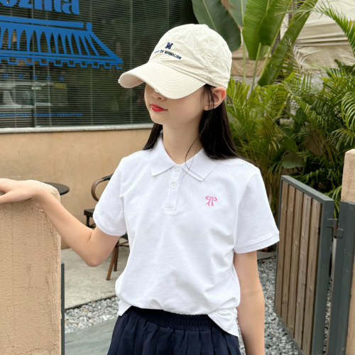 儿童白色POLO衫女童短袖t恤透气