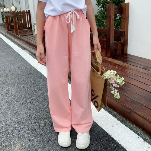夏季女童长裤纯棉阔腿裤薄运动裤
