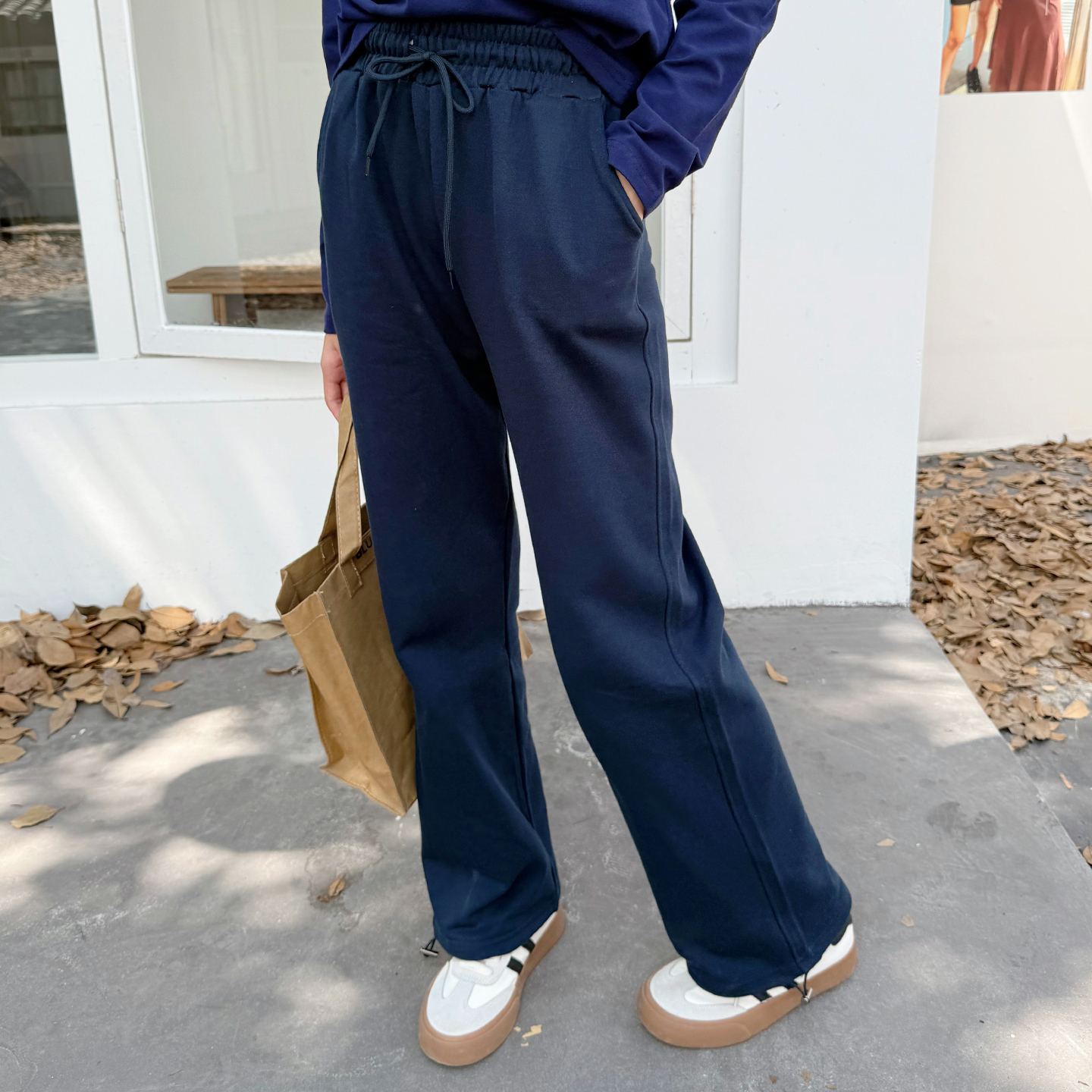 百分百纯棉女童直筒裤宽松阔腿裤