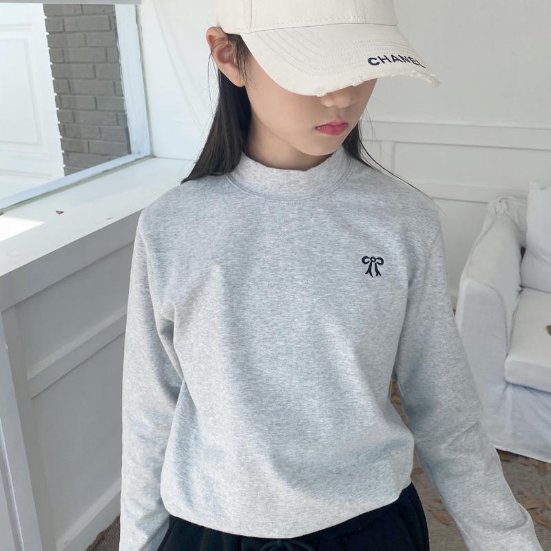 女童中高领灰色打底衫秋冬T恤