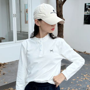 高品质女童打底衫 t恤中高领儿童休闲洋气衣 春秋内搭纯棉白色长袖