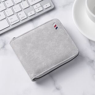 新款钱包纯色卡包钱包男韩版设计高级感复古拉链ins多卡位零钱包