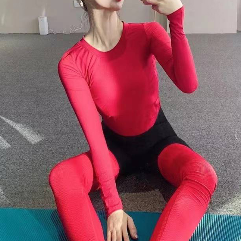 fincht恤修身运动瑜伽长袖上衣