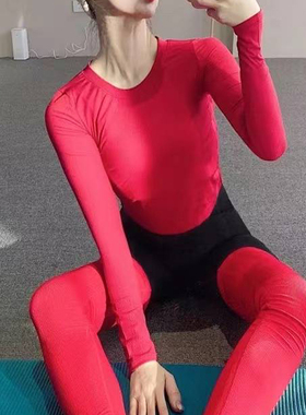 Slenddy Finch 春季新款后背镂空T恤修身运动瑜伽长袖上衣女S3005