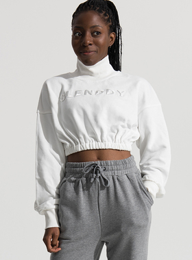 Slenddy Vernal字母刺绣春夏套头保暖高领短款瑜伽运动卫衣S4006