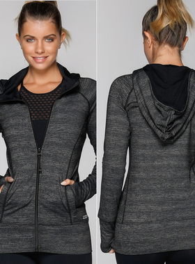 忆如夏Lorna jane运动外套女春夏保暖连帽拉链款长袖健身瑜伽上衣