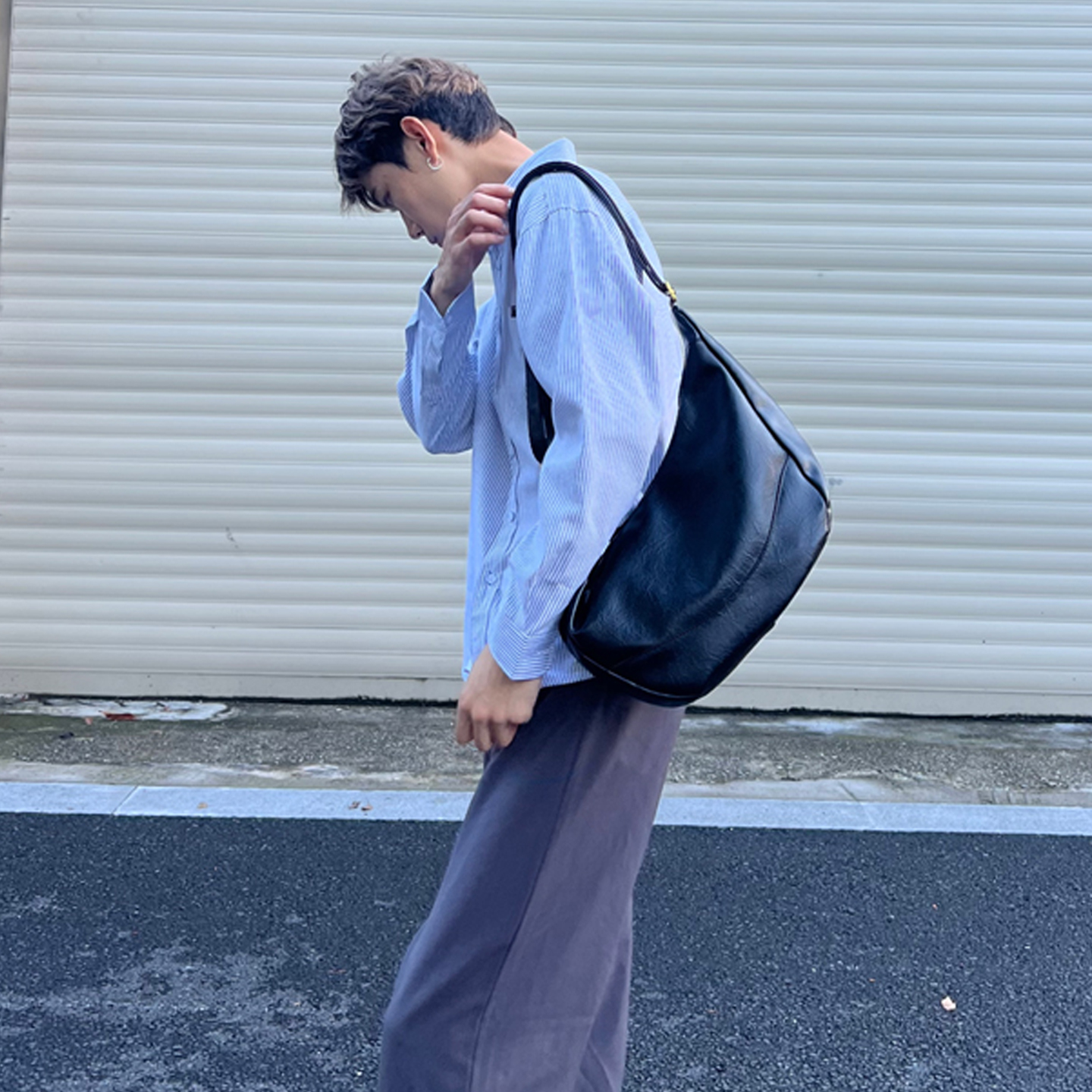 NIN高级感ins复古单肩腋下邮差软皮ins饺子通勤百搭托特包男女潮