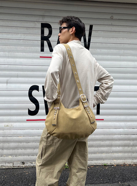 NIN潮牌托特包ins腋下斜挎包男女腋下复古机车个性潮牌大包中性风