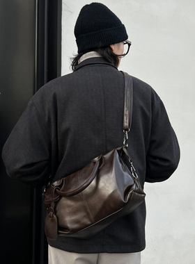 NIN设计款in大容量复古托特枕头包男女枕头波士顿包街头hobo个性