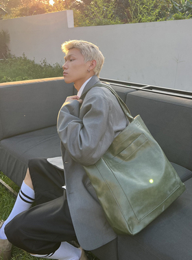 NIN设计款ins大容量腋下托特包男女中性风日系复古潮牌大包慵懒风