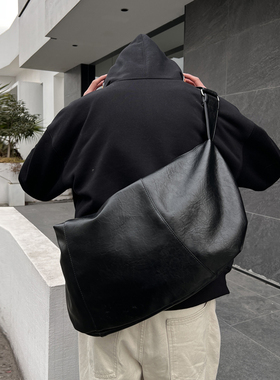 NIN小众设计款ins复古单肩斜挎大容量pu托特饺子包男女街头日系潮