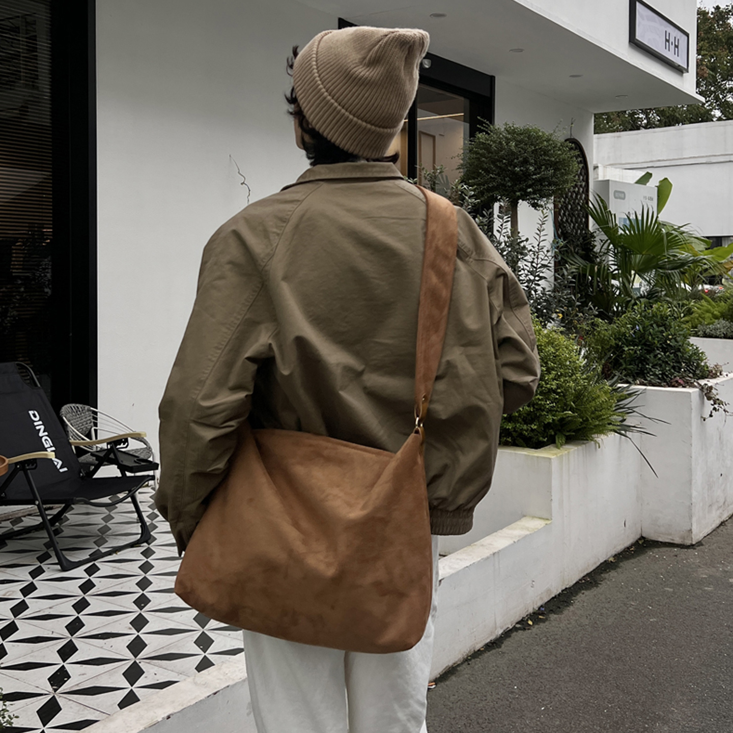 NIN小众复古腋下复古麂皮绒托特挎包手提hobo日系男女