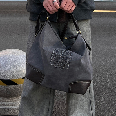 NIN日系复古腋下帆布包腋下hobo托特包男女时髦流浪包袋街头潮拍