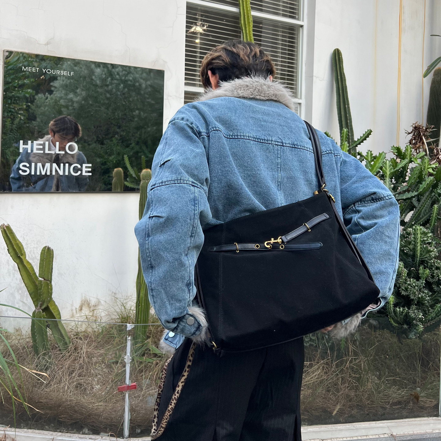 NIN暗黑系原宿腋下复古麂皮绒托特挎包男女街头双肩包日系原宿潮,箱包皮具/热销女包/男包,男士包袋,淘宝优惠券,粉丝福利购,淘宝优惠卷