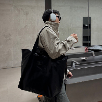 NIN高级感单肩腋下手提大容量皮质托特大包男女购物袋街头通勤潮