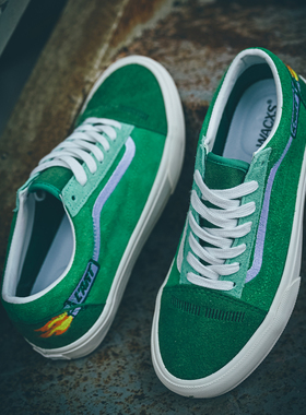 绿色Old Skool刺绣汽车主题KAR LArt麂皮美式复古低帮休闲板鞋