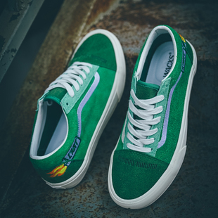 复古低帮休闲板鞋 LArt麂皮美式 Skool刺绣汽车主题KAR 绿色Old