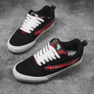 skool黑红苏格兰复古美式 滑板鞋 休闲鞋 街头胖胖面包鞋 美式 Knu
