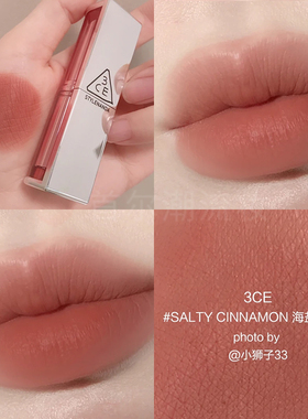 新款3ce柔雾管口红雾面丝绒哑光唇釉海盐肉桂银管唇膏正品学生款