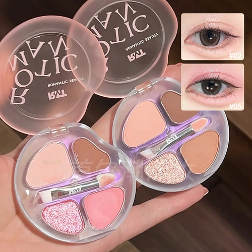 罗小曼卧蚕盘四色02甜奶桃综合盘粉色下至眼线提亮眼影04卡皮巴拉