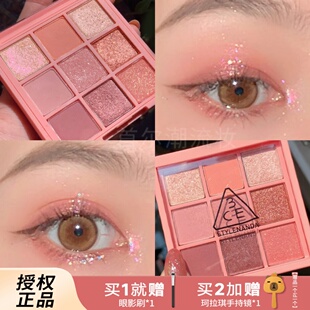 3ce眼影蜜桃盘正品 哑光珠光beachmuse玫瑰烟粉 官方2025新款