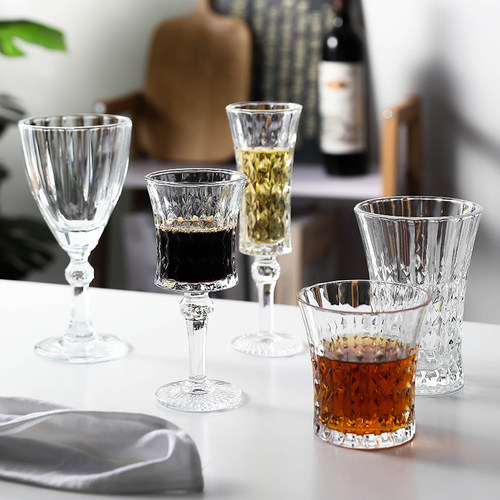法式ins风玻璃高脚杯钻石香槟杯