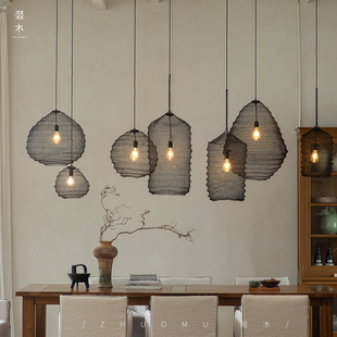 叕木|鸟巢吊灯\巴厘岛风情南洋复古侘寂风民宿设计师餐客厅吊灯