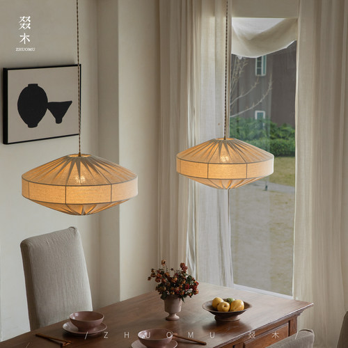 叕木日式侘寂风亚麻氛围感吊灯
