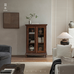 叕木 印尼老书柜vintage中古侘寂风实木书柜老柚木落地储物柜酒柜