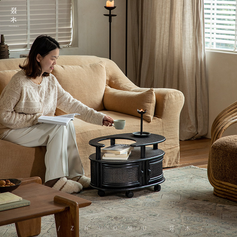 叕木|东南亚藤艺\复古风藤编推车可移动边几角几茶室休闲储物茶几,住宅家具,移动边几/推车,淘宝优惠券,粉丝福利购,淘宝优惠卷