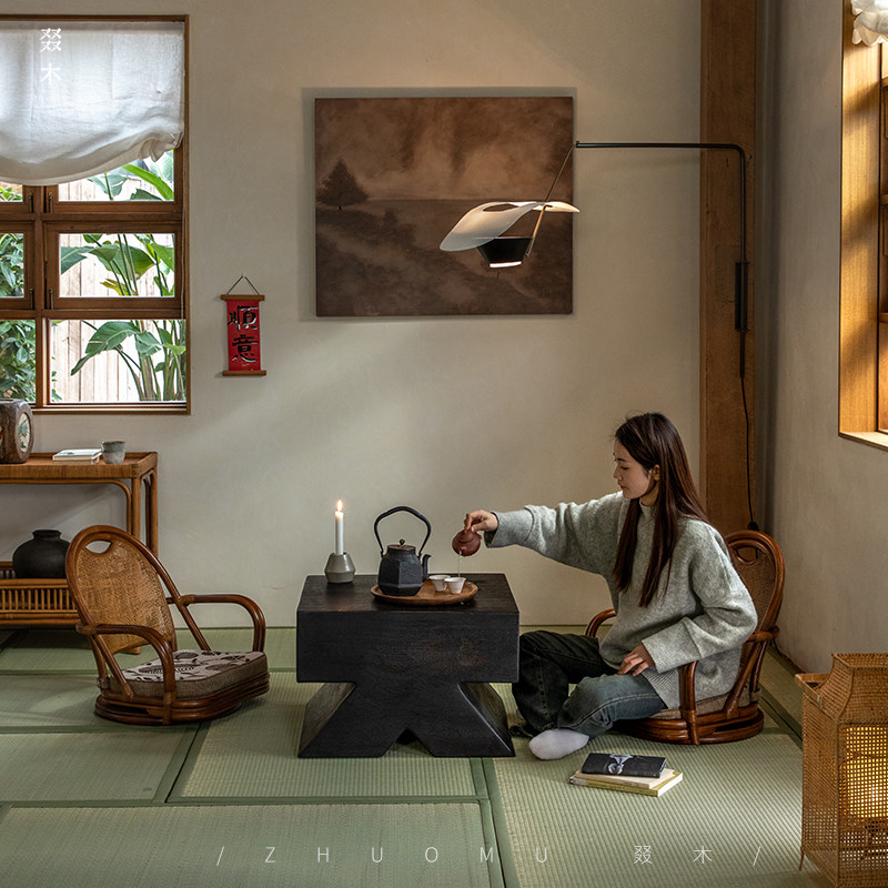 叕木|日式侘寂风榻榻米座椅休闲椅民宿茶室飘窗台藤编转转靠背椅,住宅家具,其它椅子,淘宝优惠券,粉丝福利购,淘宝优惠卷